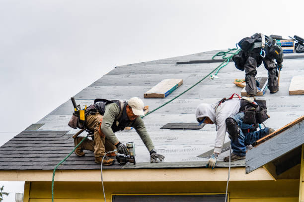 Professional Gutter Installation technician working in Idlewild, MI